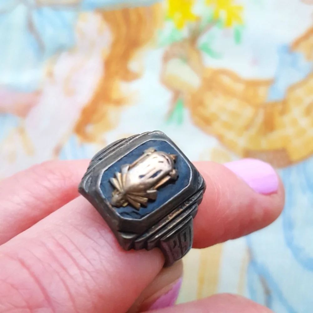 🌙Antique 1939 10k Sterling Class Ring